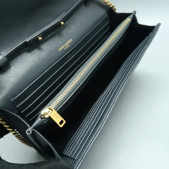 SAINT LAURENT Envelope Grey Leather Shoulder Bag 1108-011625 - Picture 9 of 12